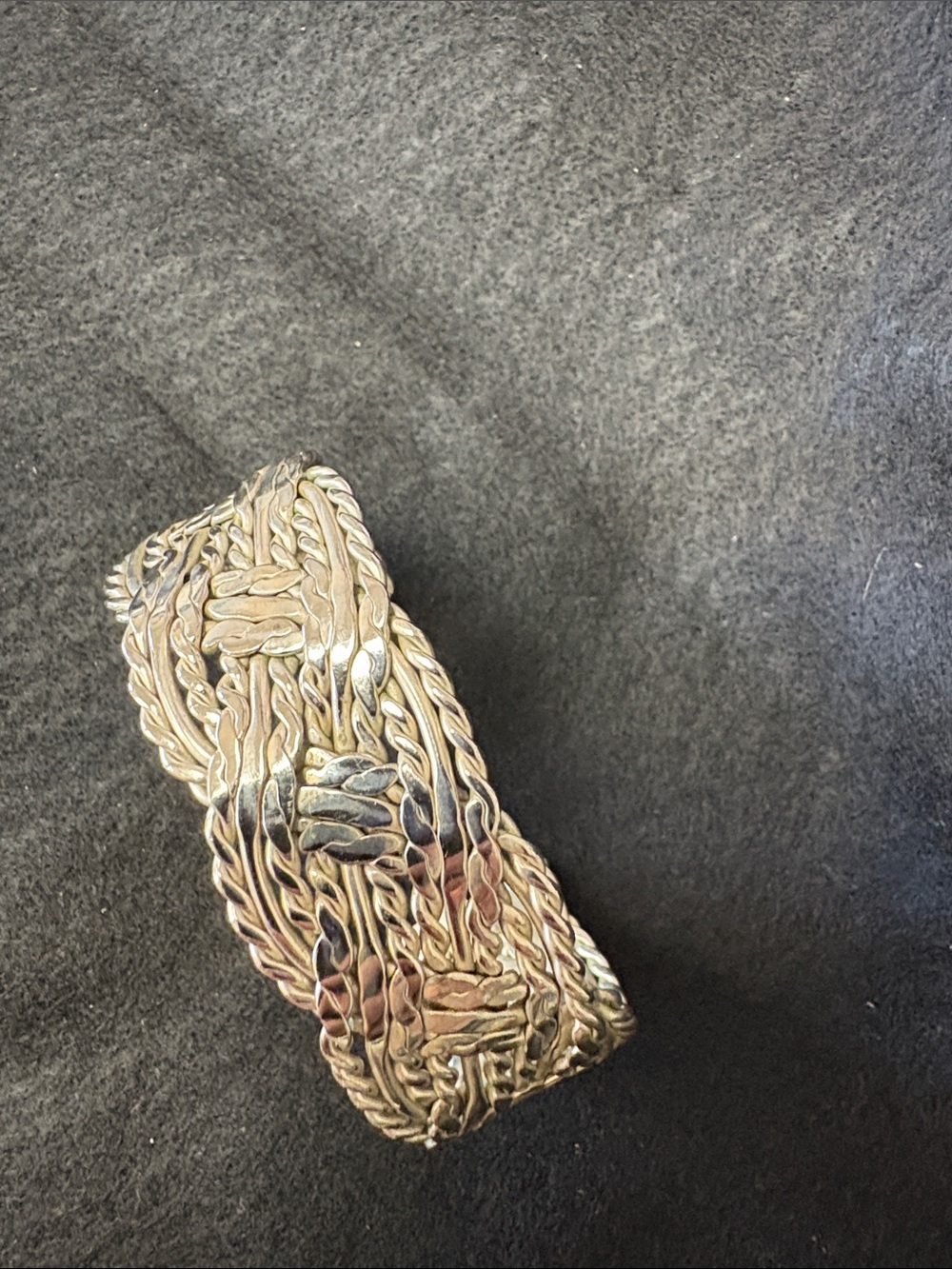 Silver-Tone Woven Leaf Cuff Bracelet